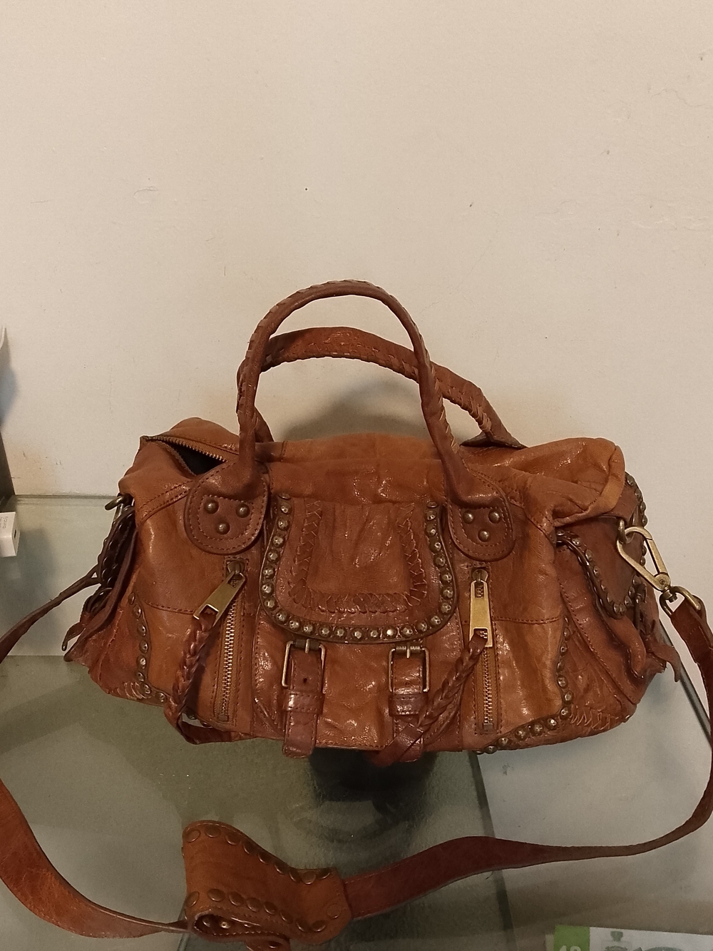 Sam Edelman Brown Studded Shoulder Bag